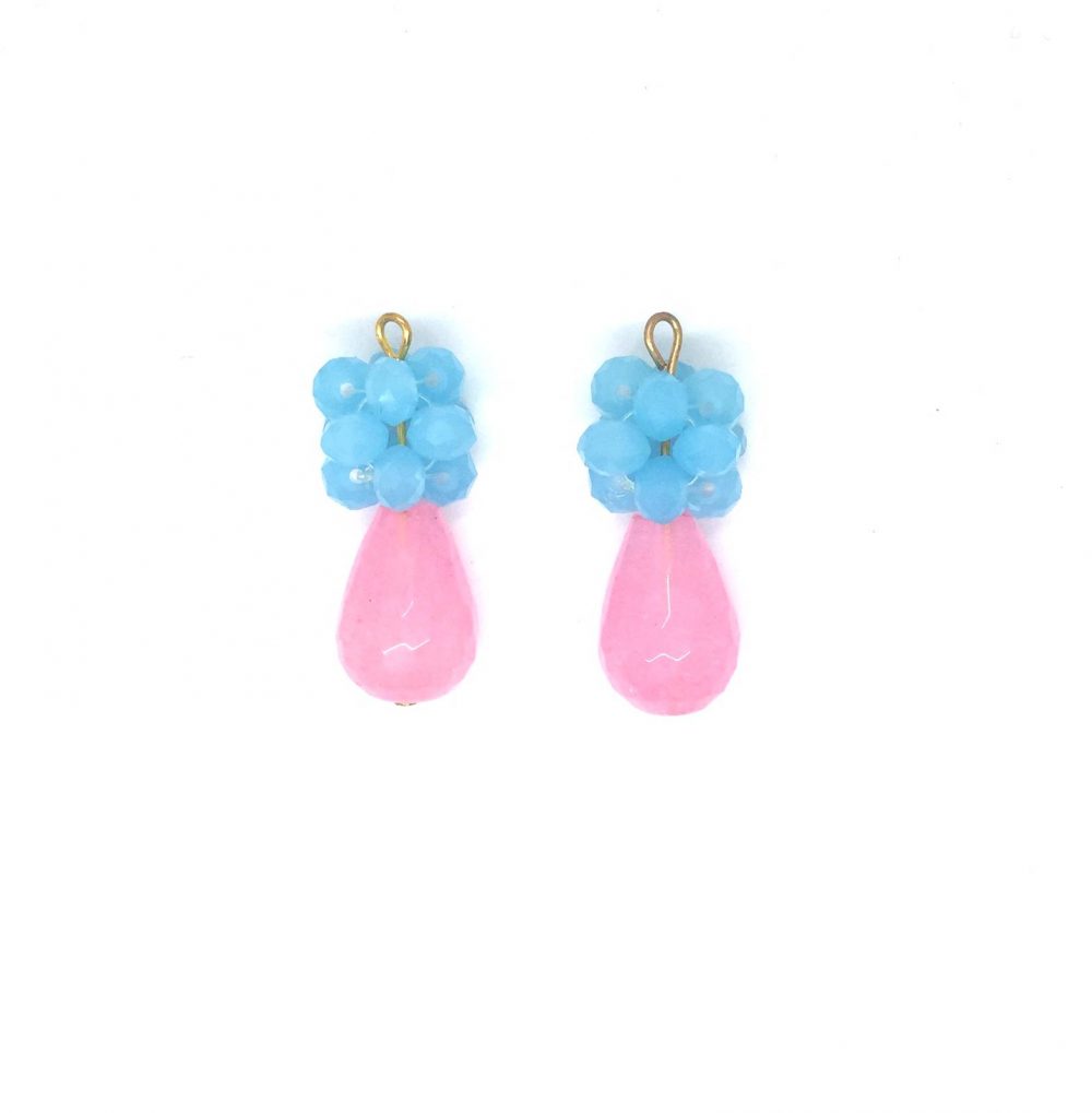 Pendientes Gota Azul Turquesa y Rosa Chicle