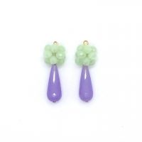 Pendientes Gota Lavanda y Rosetón Verde