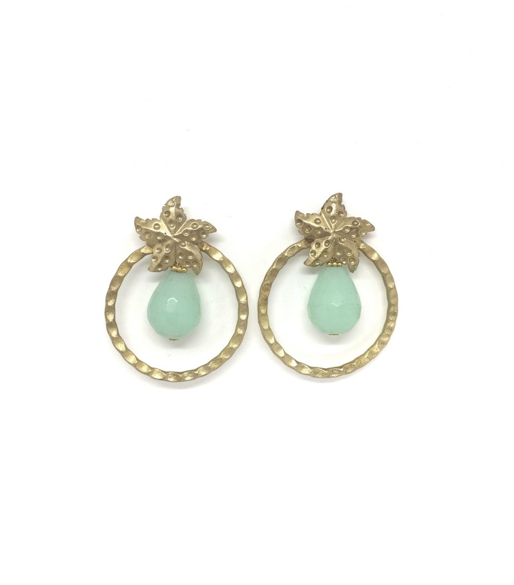 Pendientes Estrella con Aro y Gota Mint