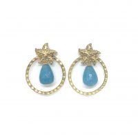 Pendientes Estrella con Aro y Gota Azul