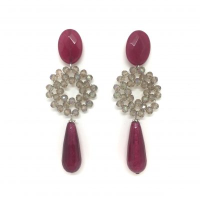 Pendientes Granates y Rueda Champagne