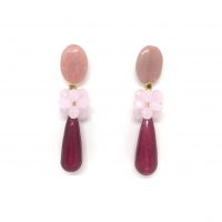 Pendientes Gota Granate y Rosa