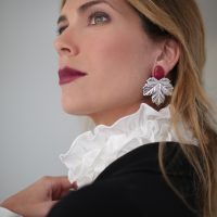 Pendientes Granate y Hoja de Parra