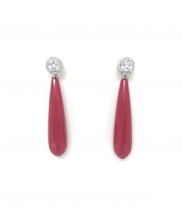 Pendientes Rojos Roseton Circonitas y Lágrima Desmontable