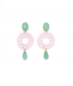 Pendientes Aro Rosa y Piedras Mint